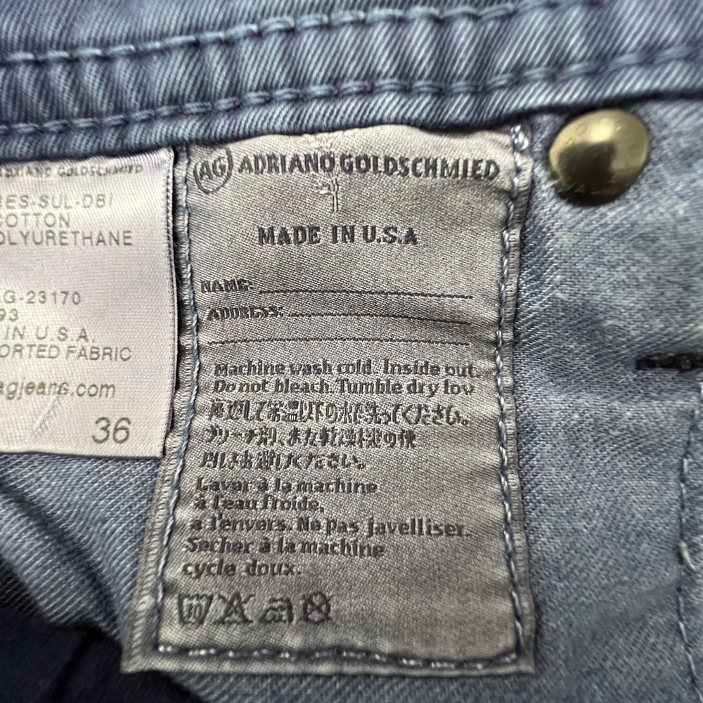 AG Adriano Goldschmied The Matchbox Slim Straight Men 36 Blue Jeans Chino Pants - Picture 11 of 12